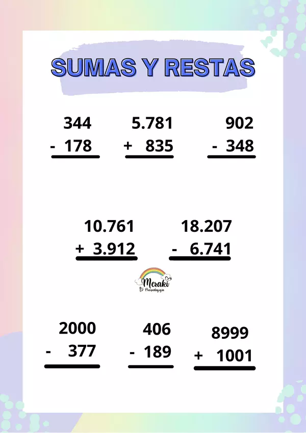 SUMAS Y RESTAS ALEATORIAS