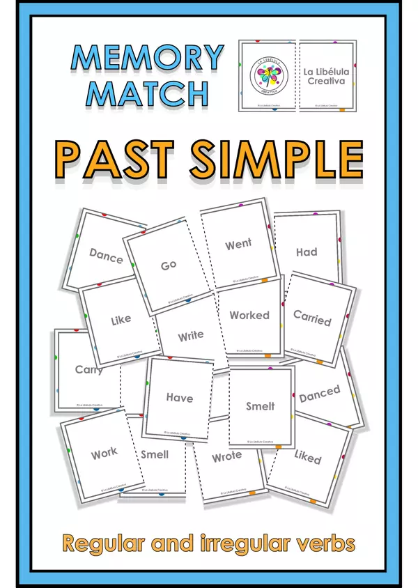 Memory game match present past simple verbs regular irregular