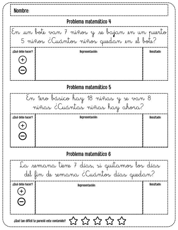 Problemas matemáticos hasta el 20