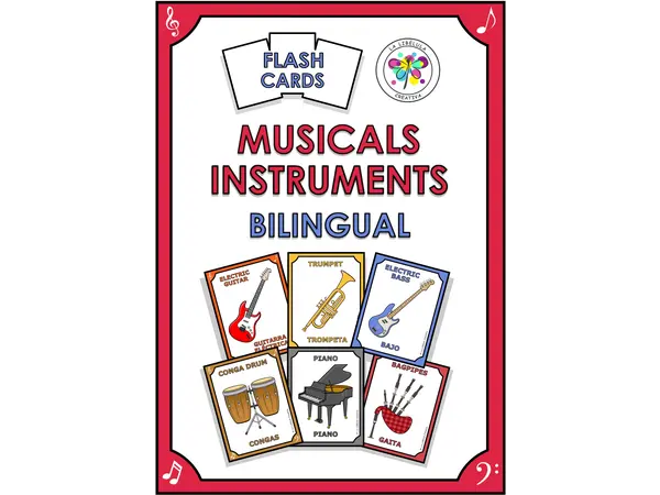 Flash Cards Musical Instrument Musica Tarjetas Instrumentos Musicales Bilingual