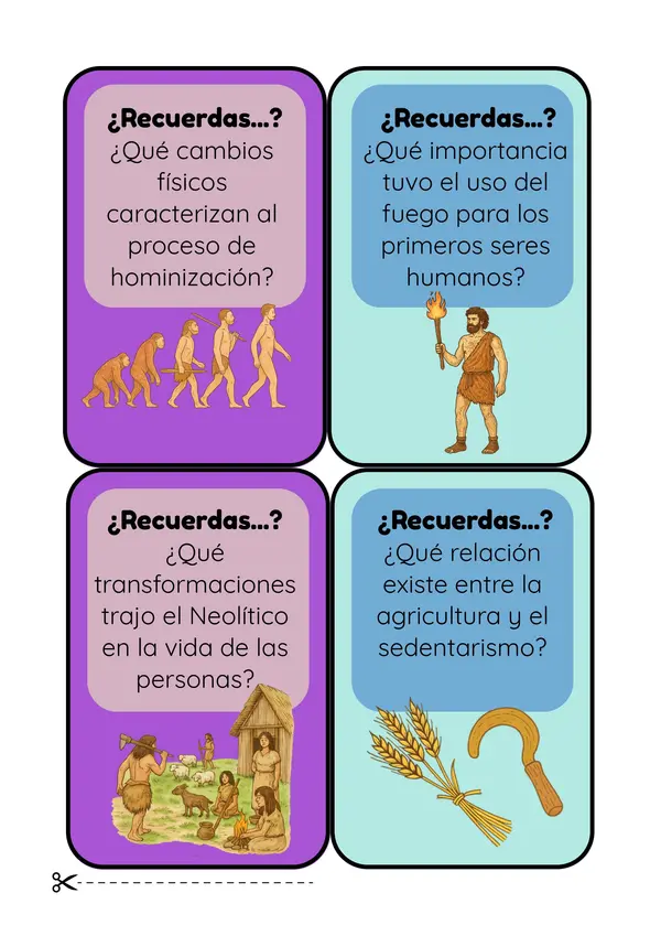 Tarjetas de repaso 1° semestre- Historia 7° básico