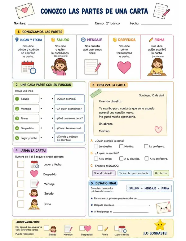 💌 La carta: estructura y producción | 2° básico