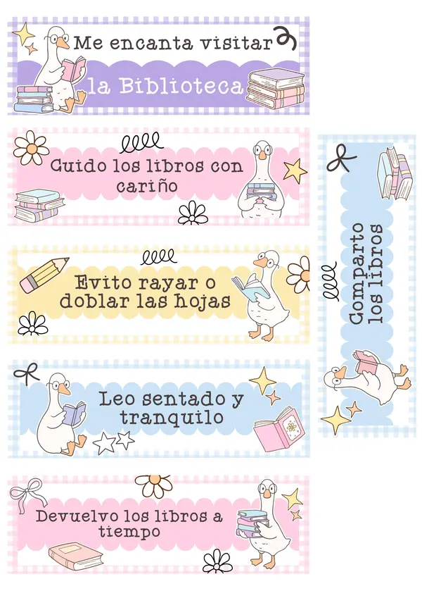 SEPARADORES REGLAS DE LA BIBLIOTECA/ DÍA DEL LIBRO 2026