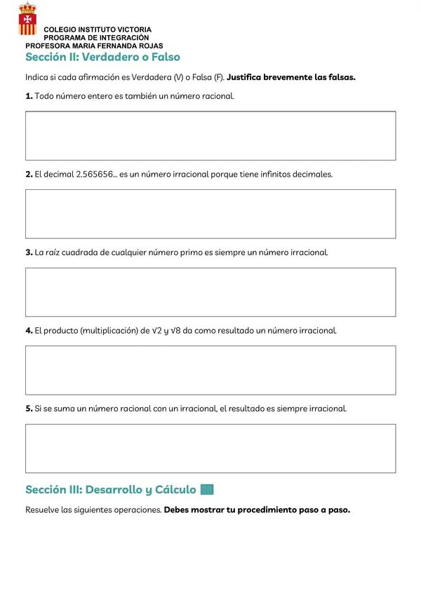 taller de numeros racionales e irracionales