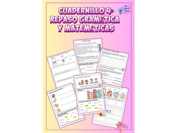ACTIVIDADES DE REPASO GRAMÁTICA Y MATES 4°