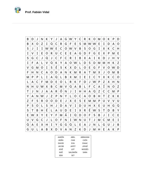 Sopa de letras (Personajes bíblicos)
