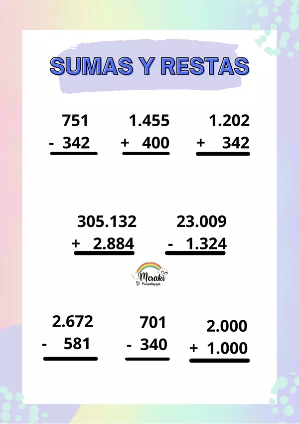 SUMAS Y RESTAS ALEATORIAS