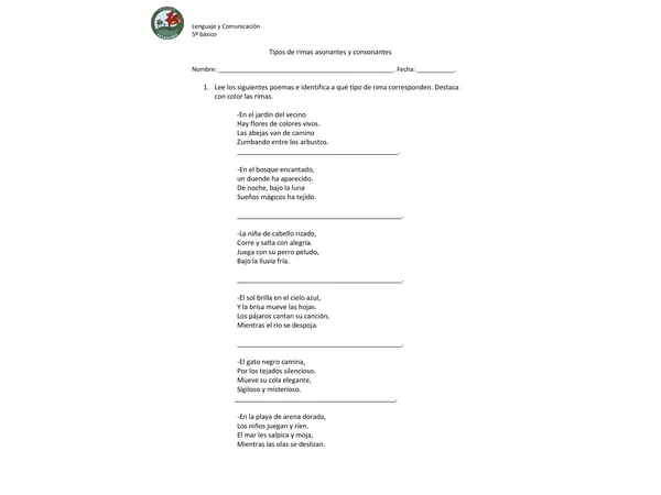 Tipos de rimas asonantes y consonantes