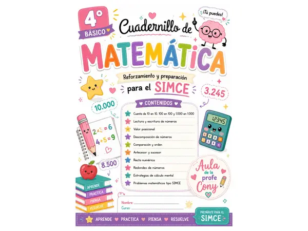 🚀 Cuadernillo Matemática 4° Básico - Números hasta 10.000 - Preparación SIMCE 