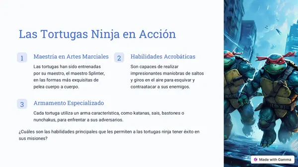 Texto de comprensión lectora más preguntas con LAS TORTUGAS NINJA