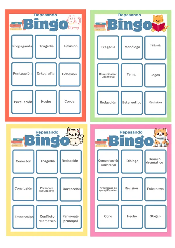Bingo repaso lenguaje