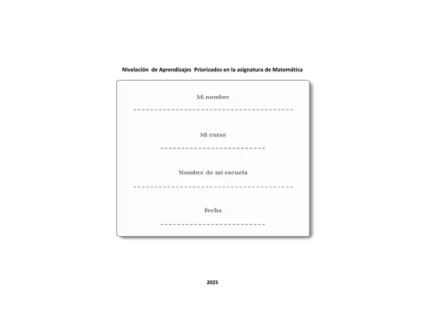 Proyecto Nivelación Matemática Primero OA 8