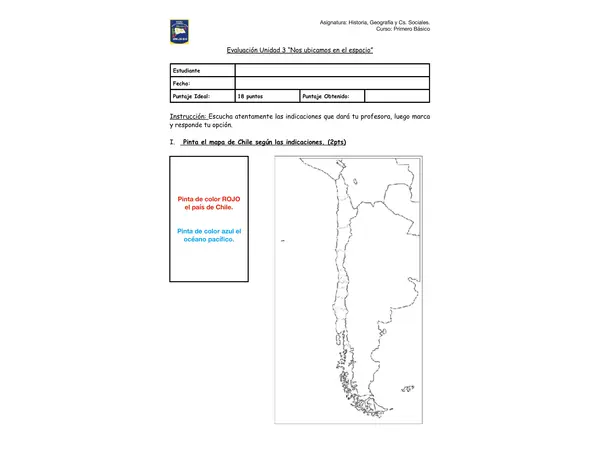 Evaluación Unidad 3 Nos ubicamos en el espacio