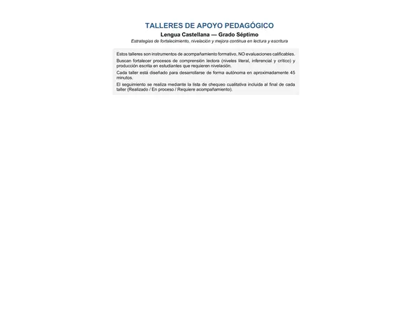 Taller de apoyo - Género lírico, Cuento y fábula, texto expositivo y texto argumentativo. 