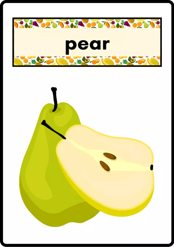 Flash Cards vocabulario de las Frutas en inglés Pear