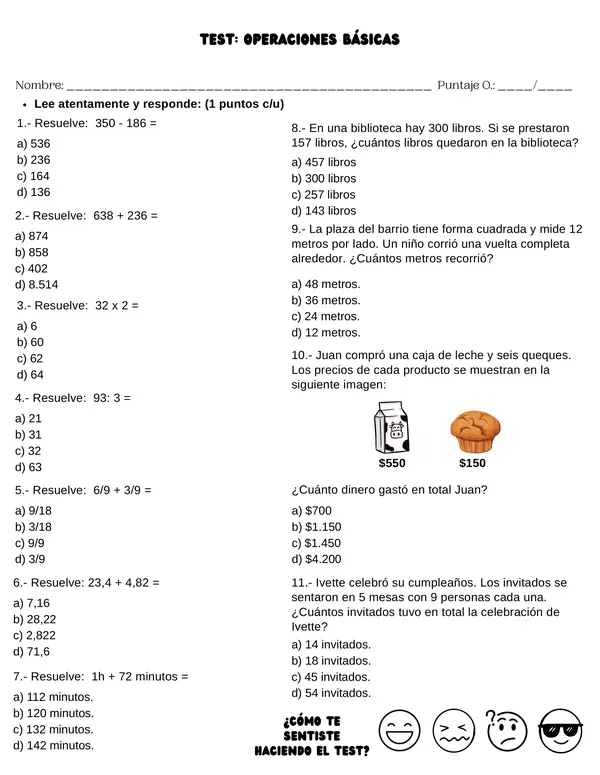 TEST MATEMÁTICA