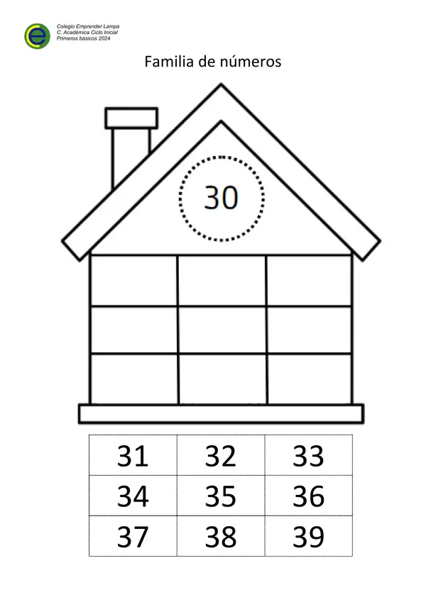 Familia de números 30 al 39