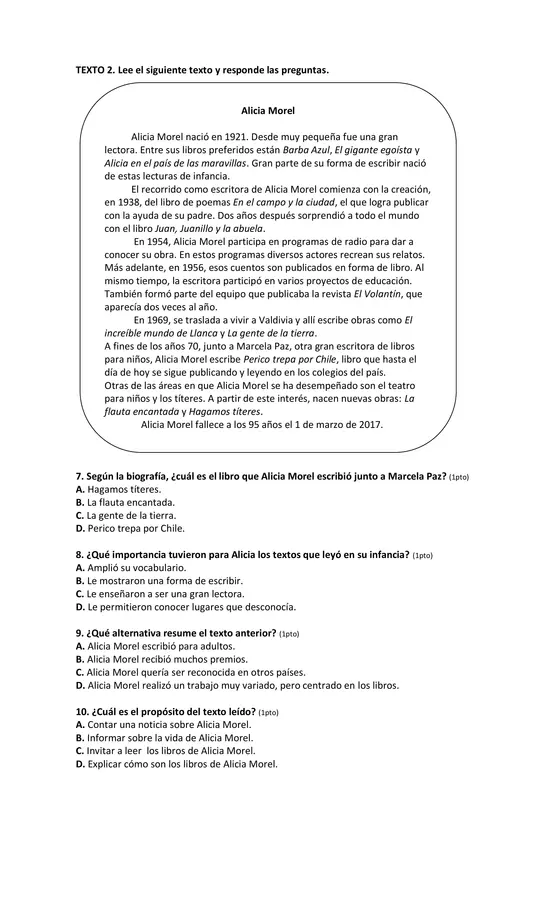 Evaluación textos narrativos 