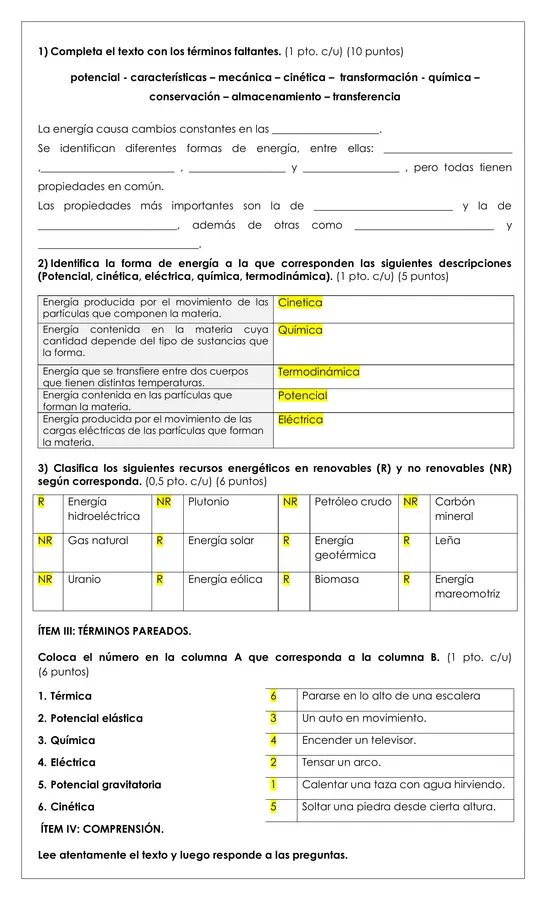 Prueba - La energía