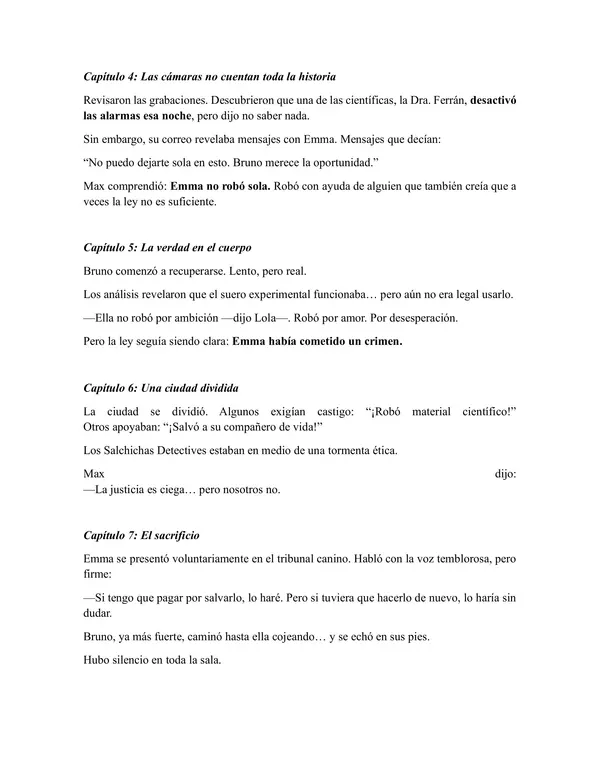 Texto policial Los detectives salchichas y el juramento de Emma