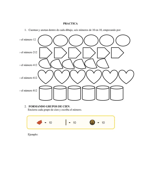 Contar números del 0 al 1000. De 5 en 5. De 10 en 10. De 100 en 100