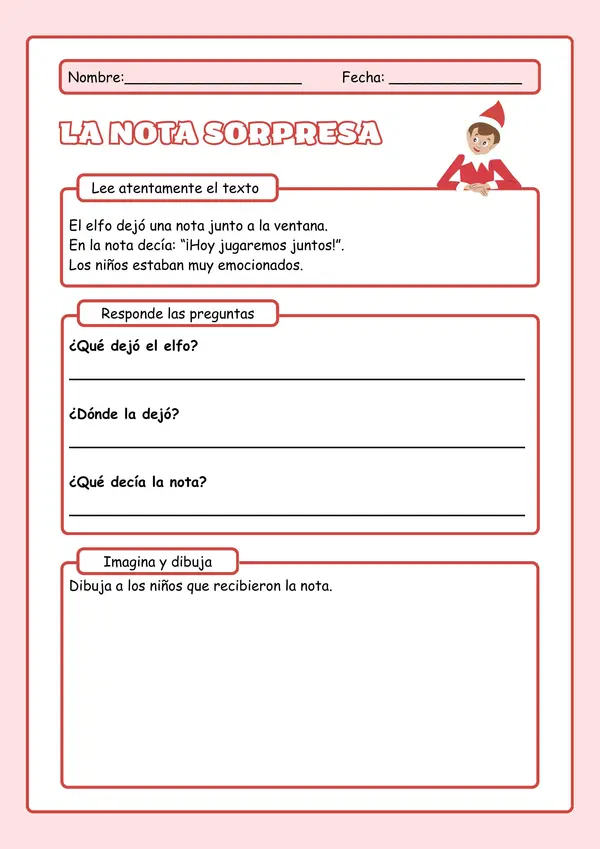 Fichas comprensión lectora Navidad 