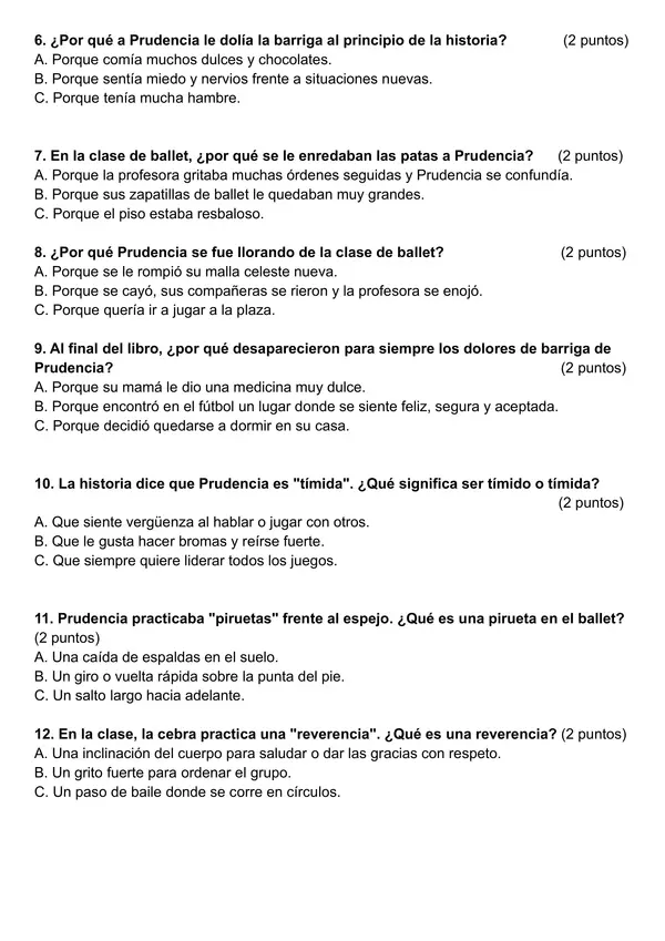 Evaluación comprensión lectora "Prudencia"