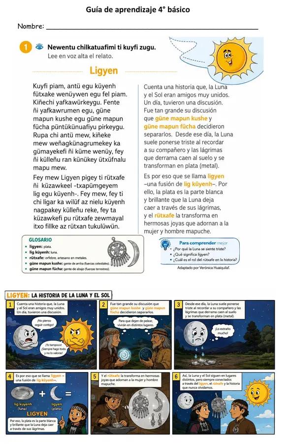 Guía 4  4° básico - Lengua y cultura de los pueblos originarios Mapudungün