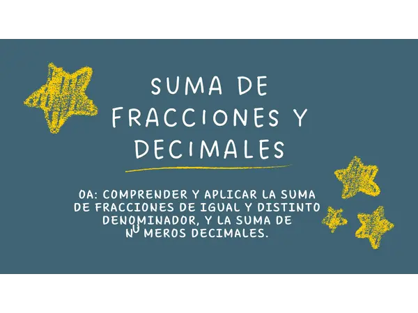 Actividad suma fracciones y decimales