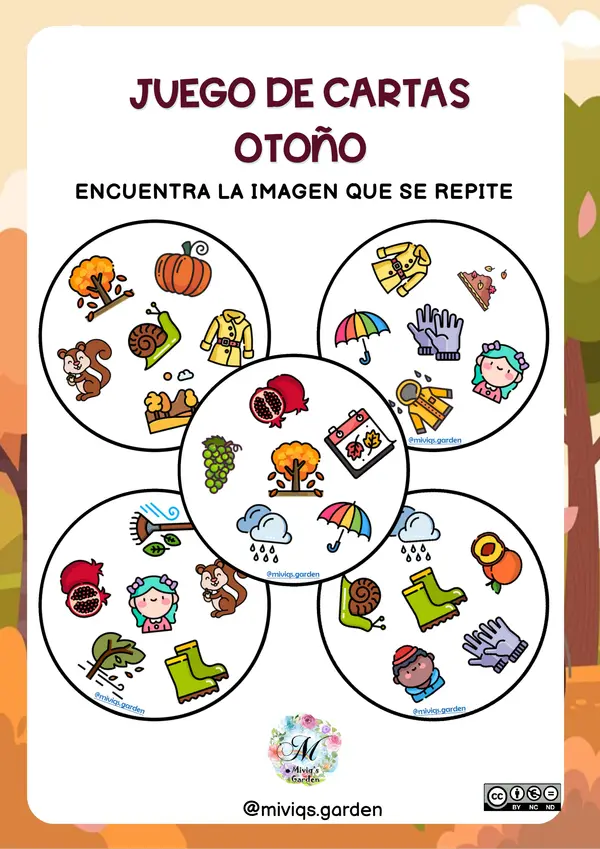 Juego de cartas de Otoño (Dobble Spot It Game)
