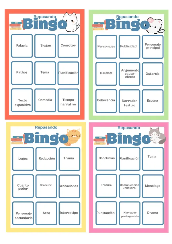 Bingo repaso lenguaje