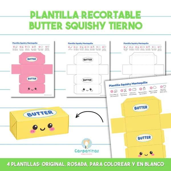 Plantilla Squishy Kawaii Mantequilla | PDF Imprimible