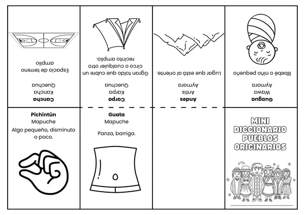 Mini libro palabras pueblos originarios
