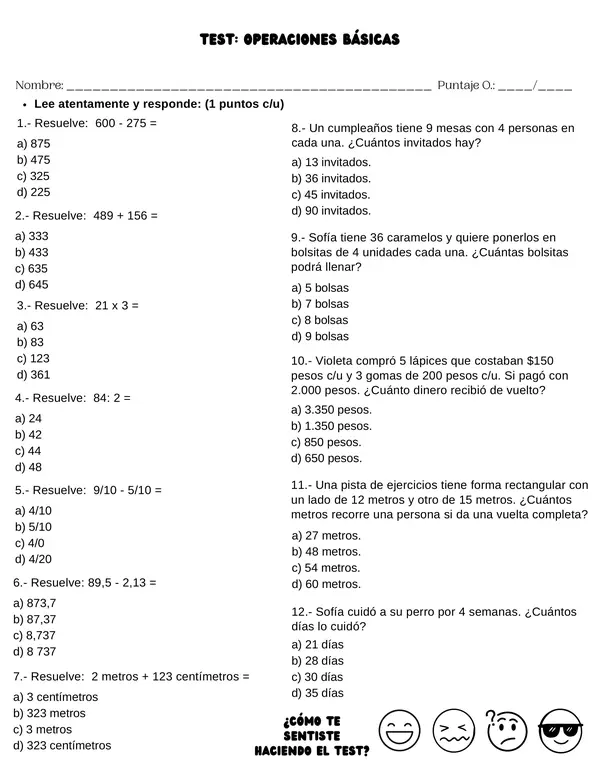 TEST MATEMÁTICA