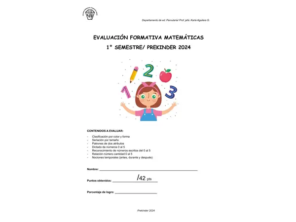 Prueba formativa Matematicas prekinder