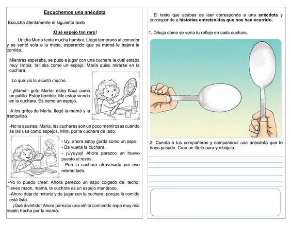 Guía de trabajo "La Anécdota" 1°-2° año