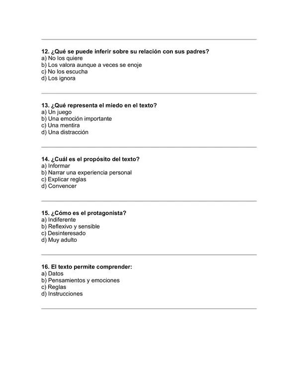 Prueba del libro "Papelucho casi huérfano" (Marcela Paz)