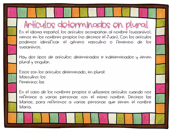 Juego Memoria Artículos Determinados en Plural en Español