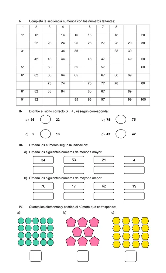 Evaluación PSP de matemática 1°básico