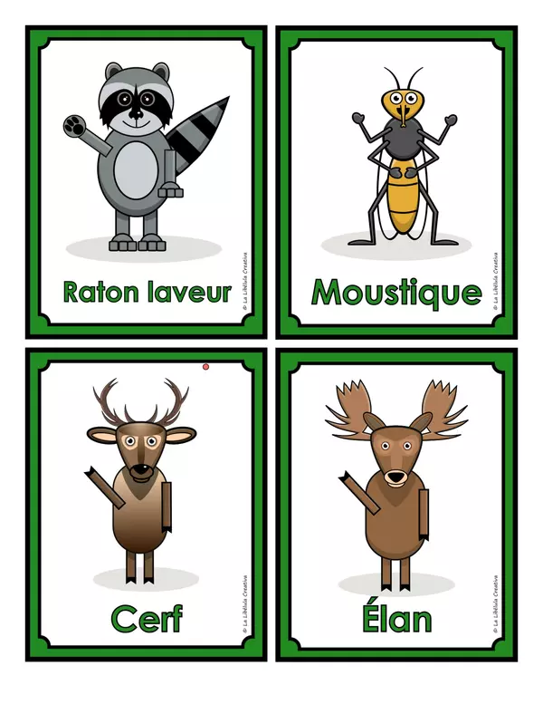Cartes Flash La Forêt Animaux Tarjetas Bosque Francés Colorear Animales