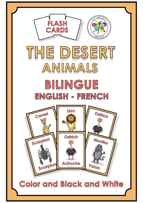 Flash Cards Bilingual Desert Animals Cartes bilingues sur les animaux du désert