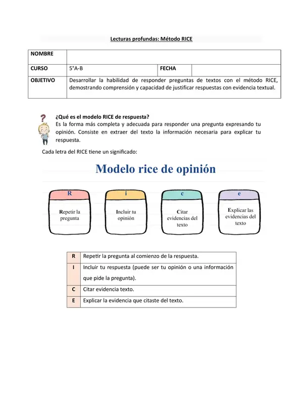 Lecturas profundas: Método R.I.C.E – Comprensión lectora y argumentación