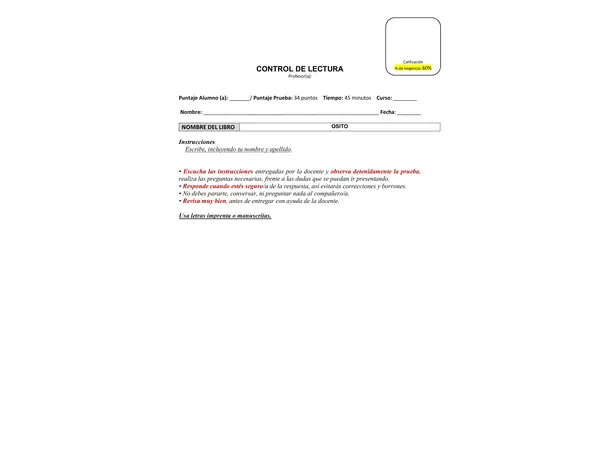 Evaluación Libro Osito