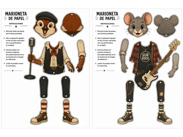 Marionetas de cartón articuladas 3