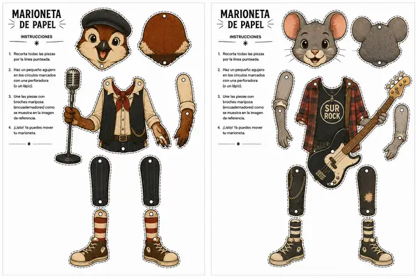 Marionetas de cartón articuladas 3