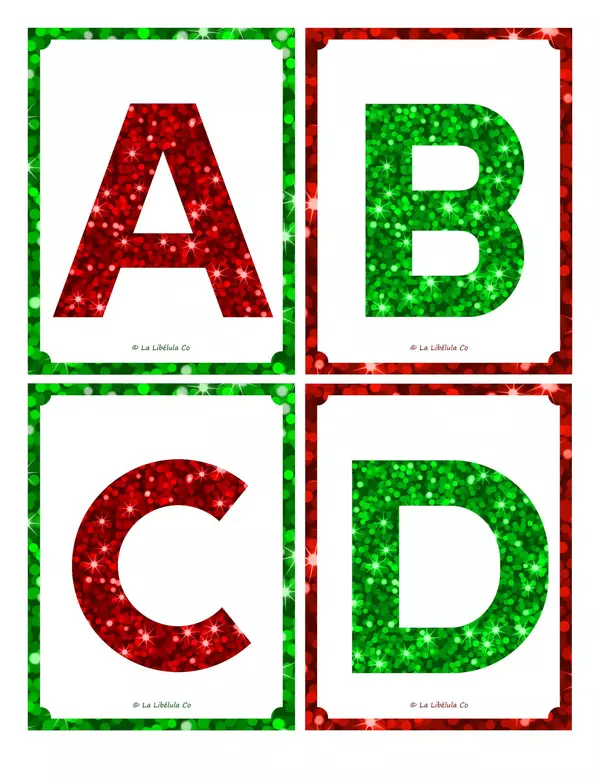 Flash Cards The Alphabet Glitter Tarjetas El Abecedario Navidad