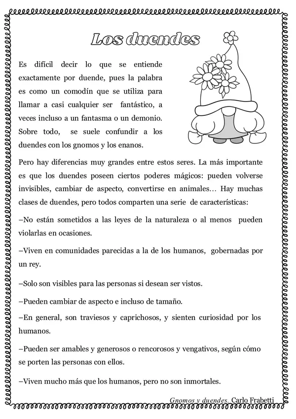 Guia comprensión lectora "Los duendes"