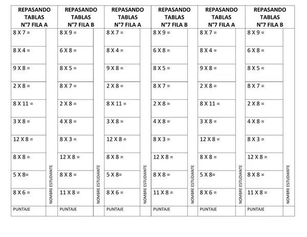 tabla de multiplicar 8