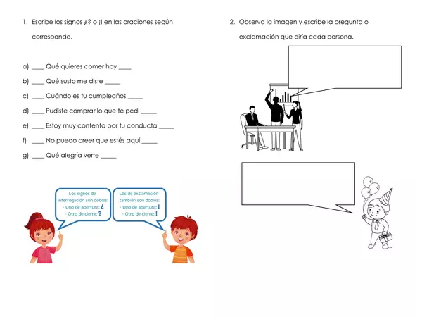 Guía signos de exclamación e interrogación