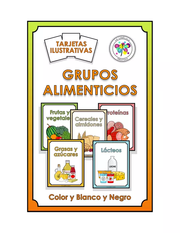 Tarjetas Ilustrativas Grupos Alimenticios Comida Saludable Recortar Color 